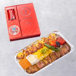 چلو کباب چنجه و یک سیخ جوجه سیلور